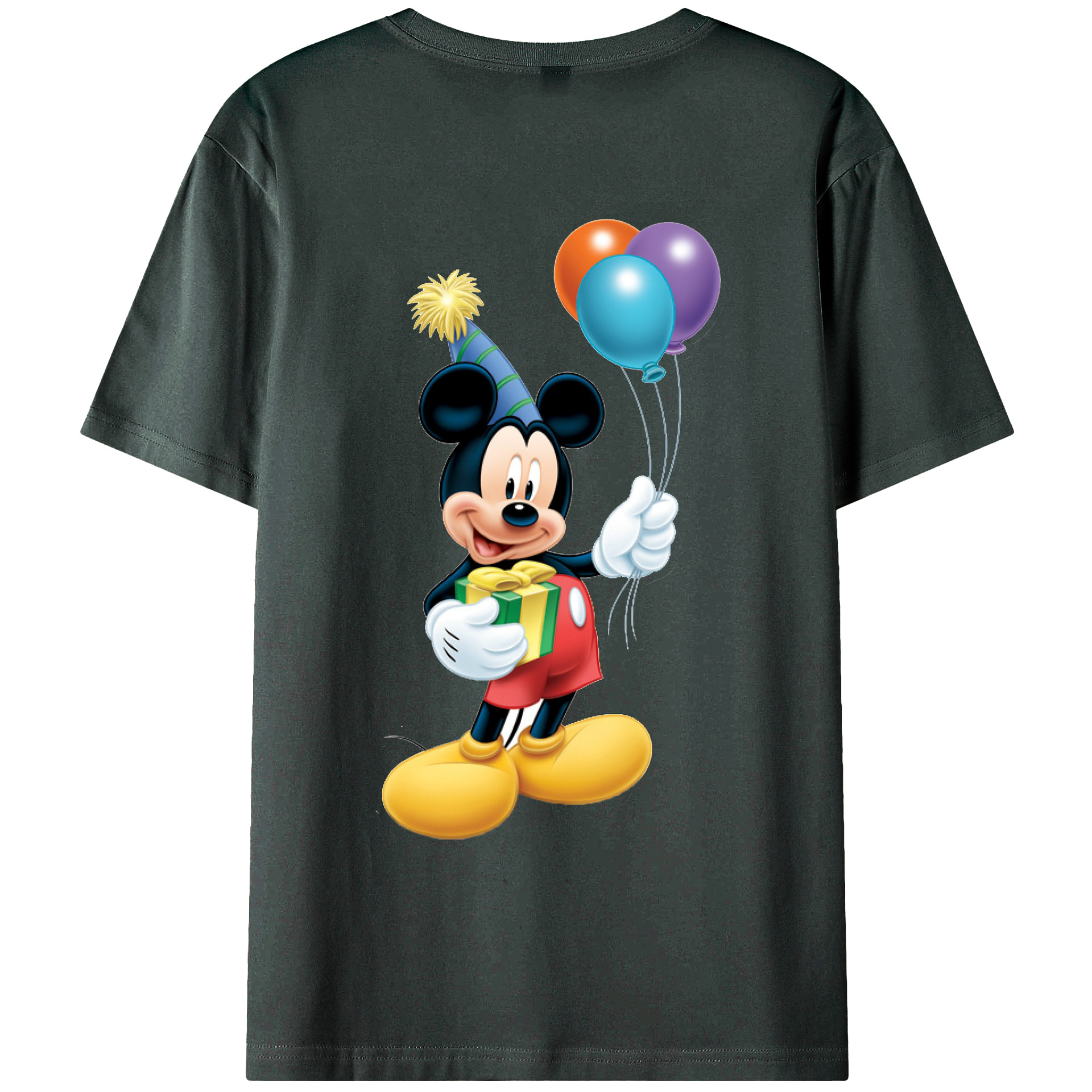 ミッキーマウス Mickey Mouse 綿100％ メンズ半袖Tシャツ（バックプリント） 通気性